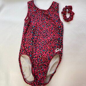 Child's GK Elite Pink and Blue Animal Print Leotard Size Medium